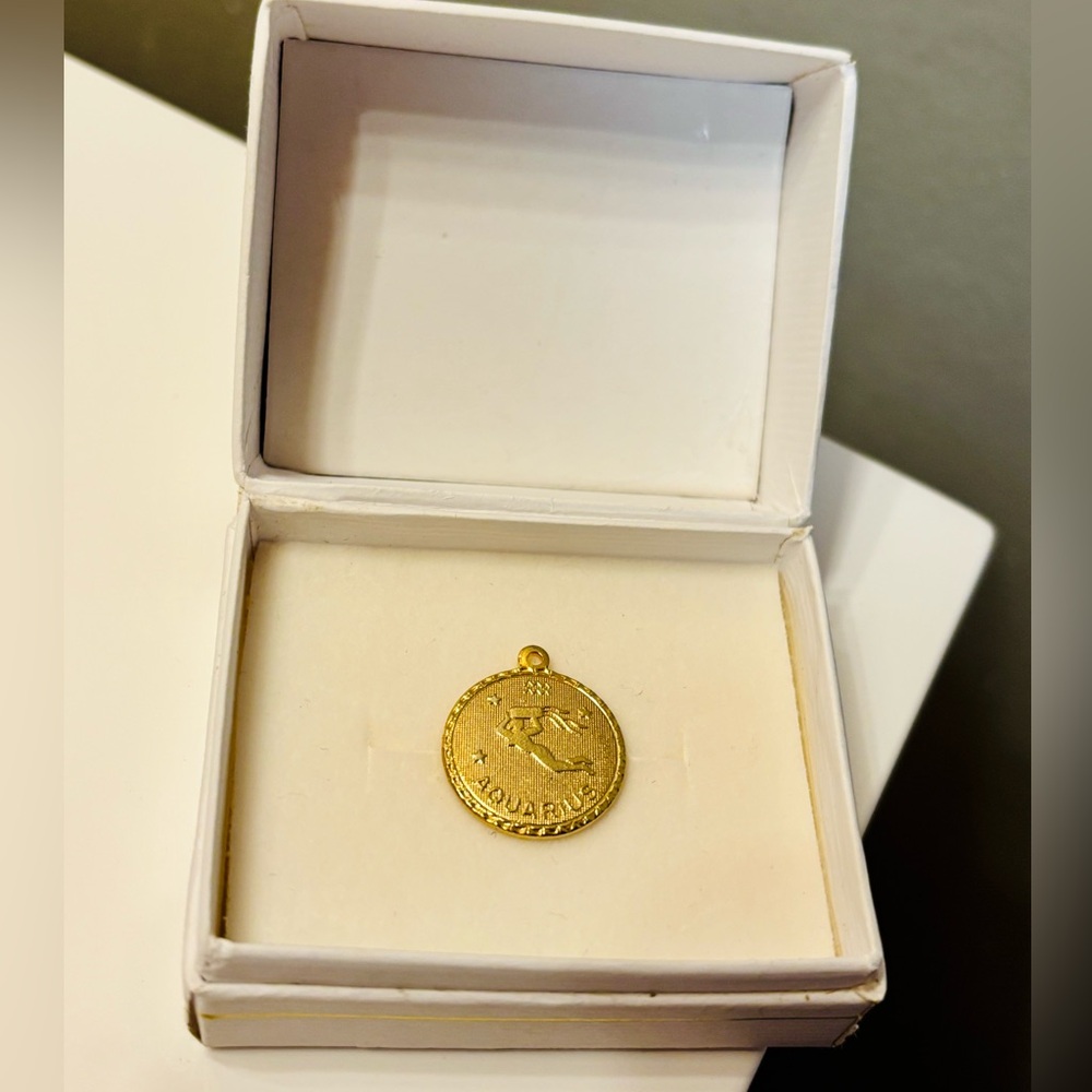 3/$30 Aquarius Zodiac Pendant - gold tone